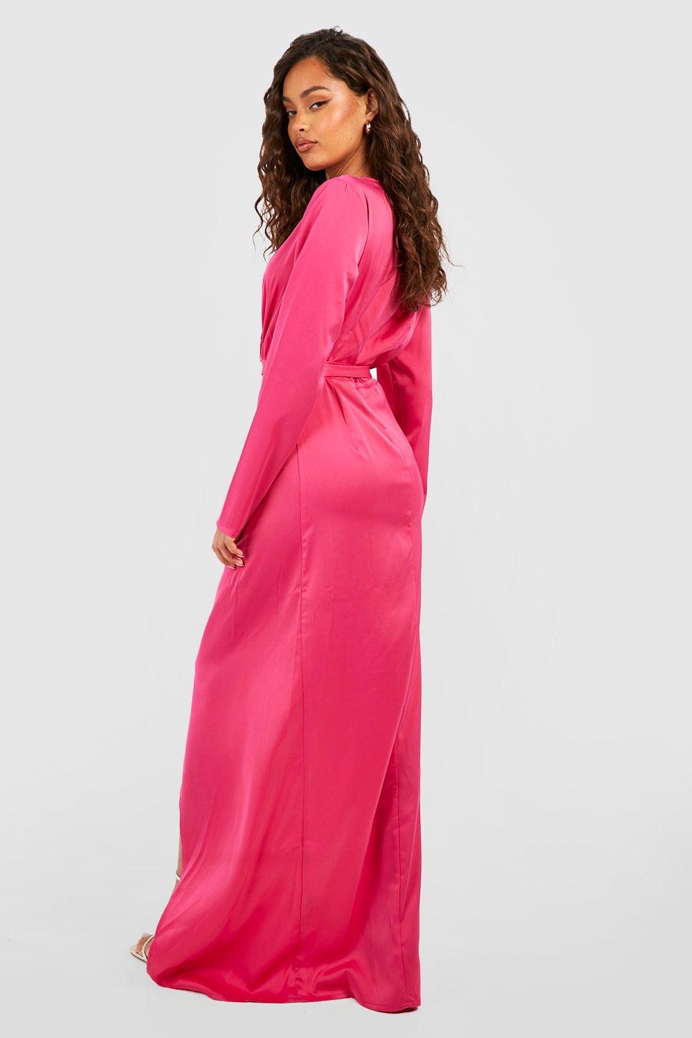 Boohoo long clearance sleeve maxi dress